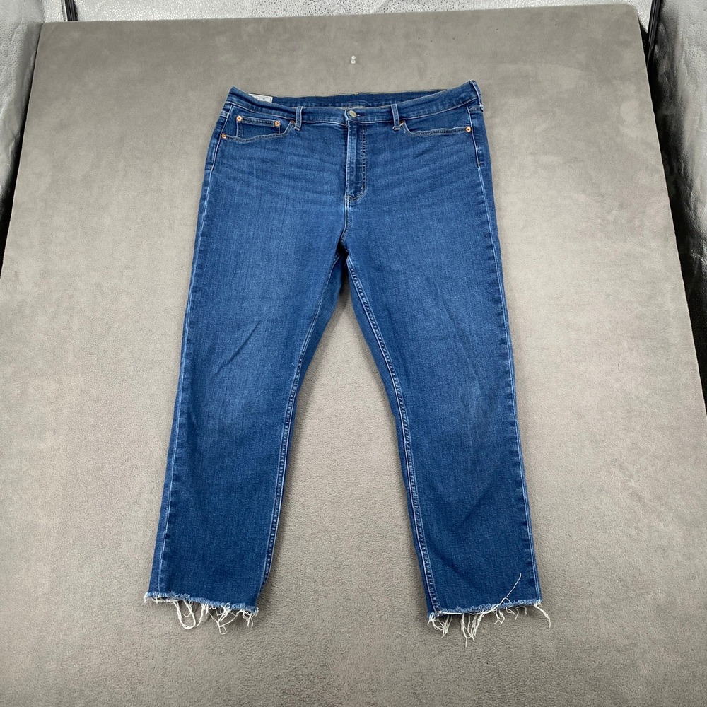 Gap Vintage Slim High Rise Jeans Womens 34 18R Blue Medium Wash Raw Hem 8340
